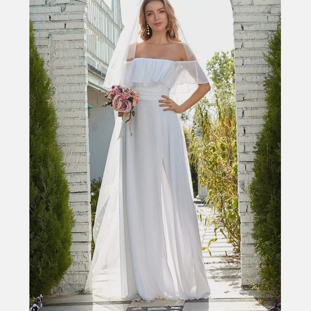 Ever Pretty Women’s Size 14 Off the shoulder White dress Bridal Beach